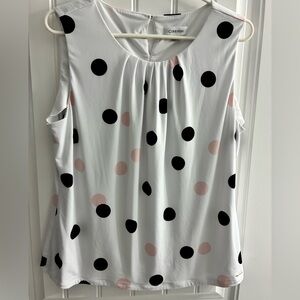 Calvin Klein White, Pink and Black Polka Dot tank top
